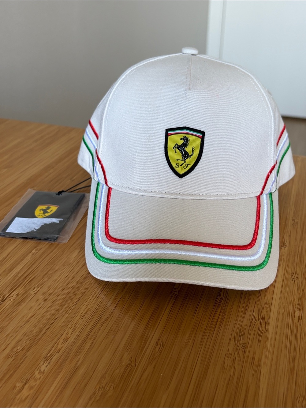 Ferrari Baseball Cap with Italian Flag Trim
